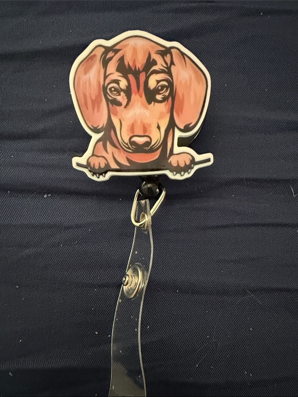 Dachshund Card Reel Badge Holder — Brown Dachshund Design